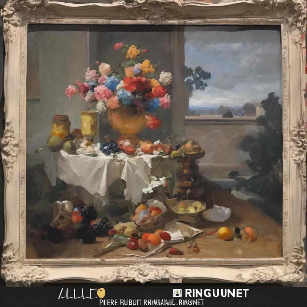 Λουλούδια σε φανταστική σύνθεση, με χρήση χρώματος στην αφηρημένη τέχνη, σε παραδοσιακό στυλ ζωγραφικής.